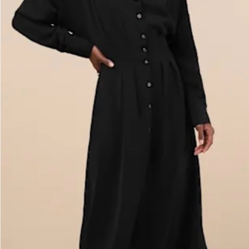 Lulu's Classic Black Long Sleeve Dress